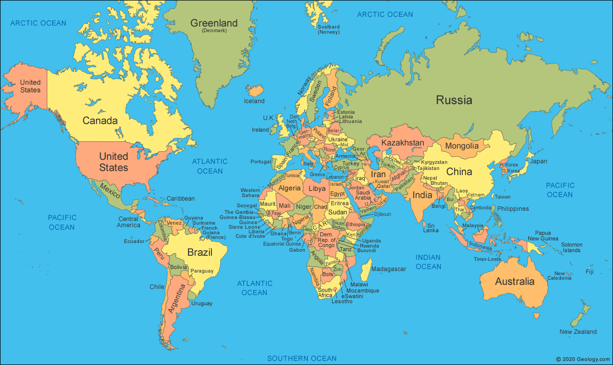 ヨーロッパ中心の世界地図